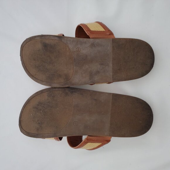Tommy Hilfiger Rafaella Double Strap Slide Sandals Tan Raffia Leather | 10 - Picture 5 of 5